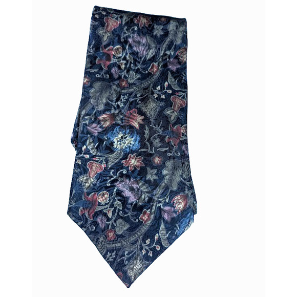Christian Dior Monsieur Dark Blue Floral‎ Men's Necktie Polyester Long Made USA - Picture 1 of 3